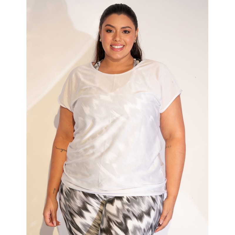 Blusa Plus Size Branca em Dry Fit | Ref: 4.4.1752-02-50