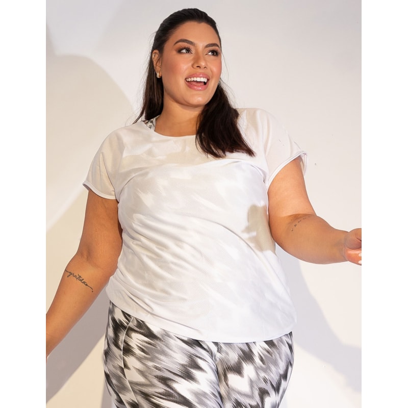 Blusa Plus Size Branca em Dry Fit | Ref: 4.4.1752-02-50