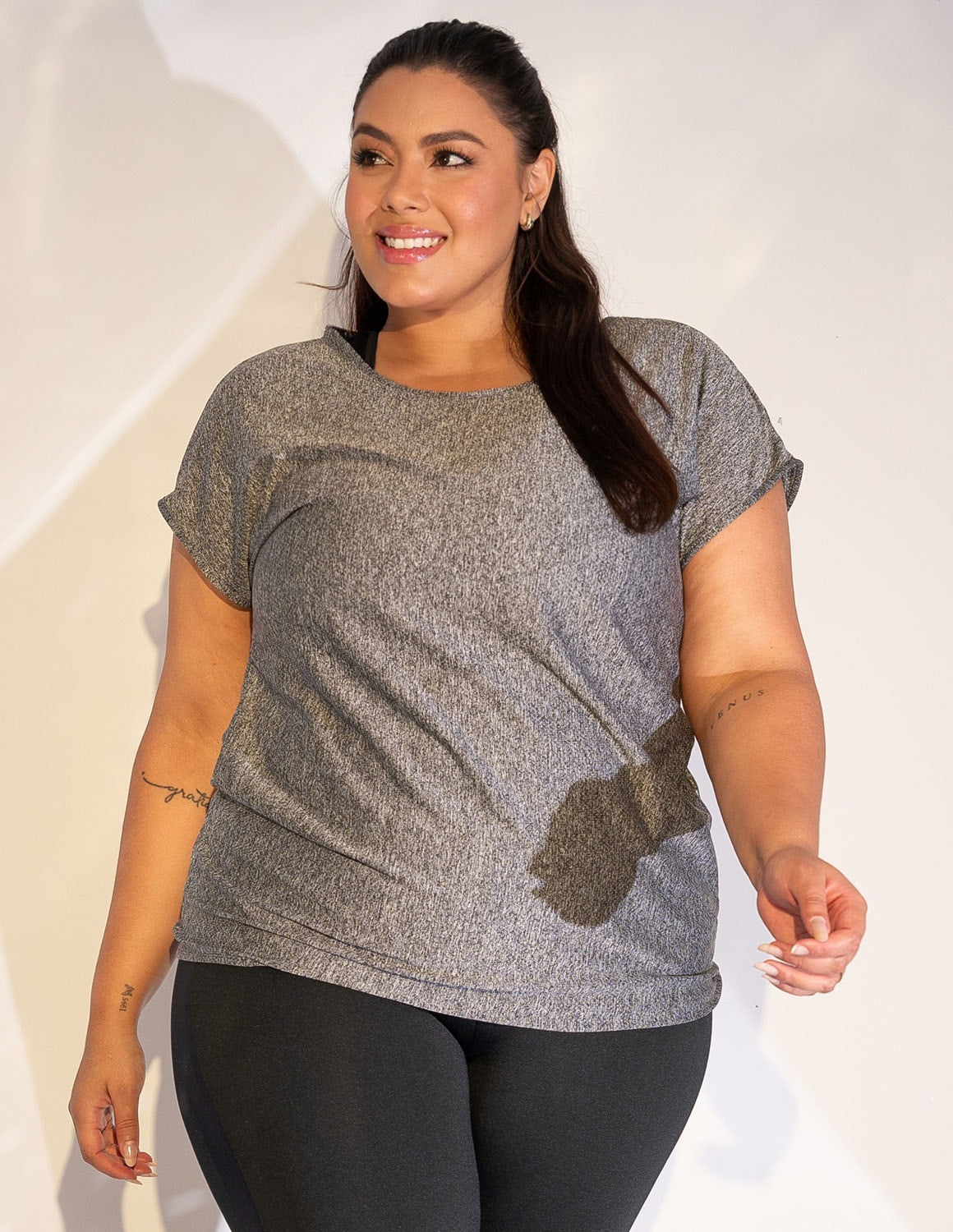 Blusa Plus Size Mescla em Dry Fit de Poliéster