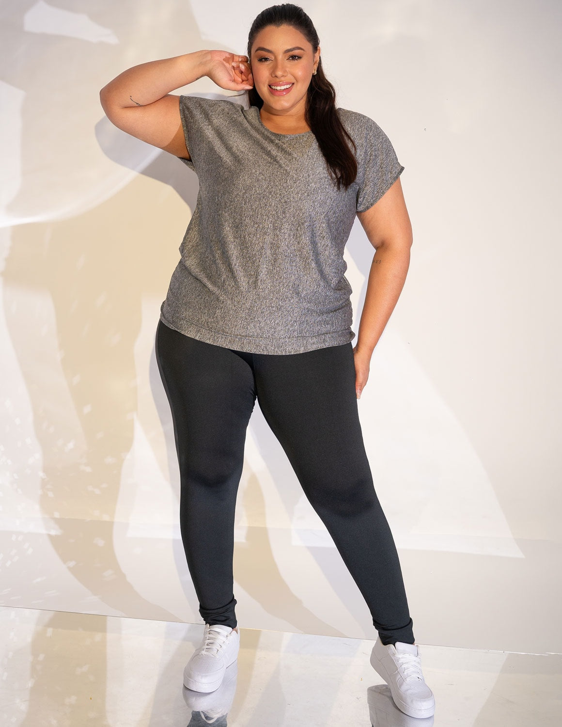 Blusa Plus Size Mescla em Dry Fit de Poliéster