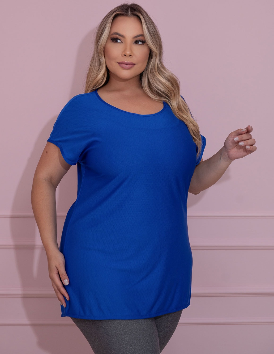 Blusa Plus Size Azul em Dry Fit