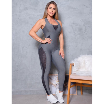 Macacão Fitness Mescla com Bojo | Ref: 4.4.4035-03-G