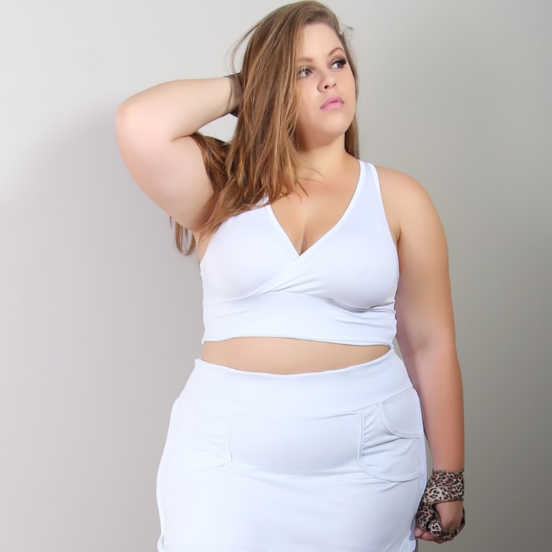 Cropped Plus Size Feminino Branco sem Bojo | Ref: 4.4.4126-02