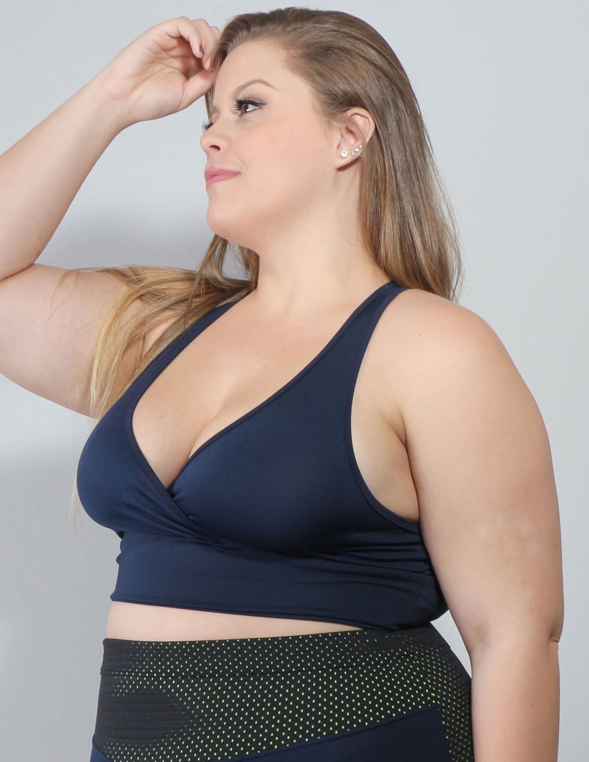 Cropped Plus Size sem Bojo Azul Marinho