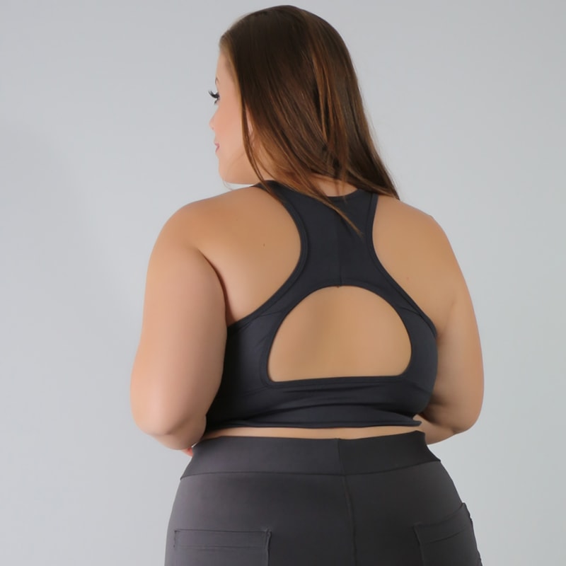 Cropped Feminino Plus Size Grafite sem Bojo | Ref: 4.4.4126-28