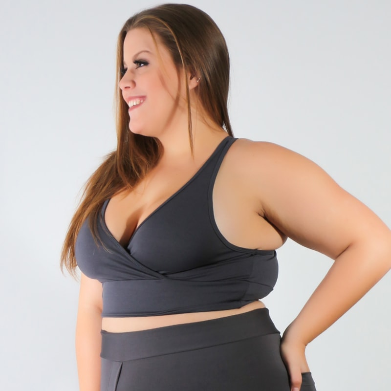 Cropped Feminino Plus Size Grafite sem Bojo | Ref: 4.4.4126-28