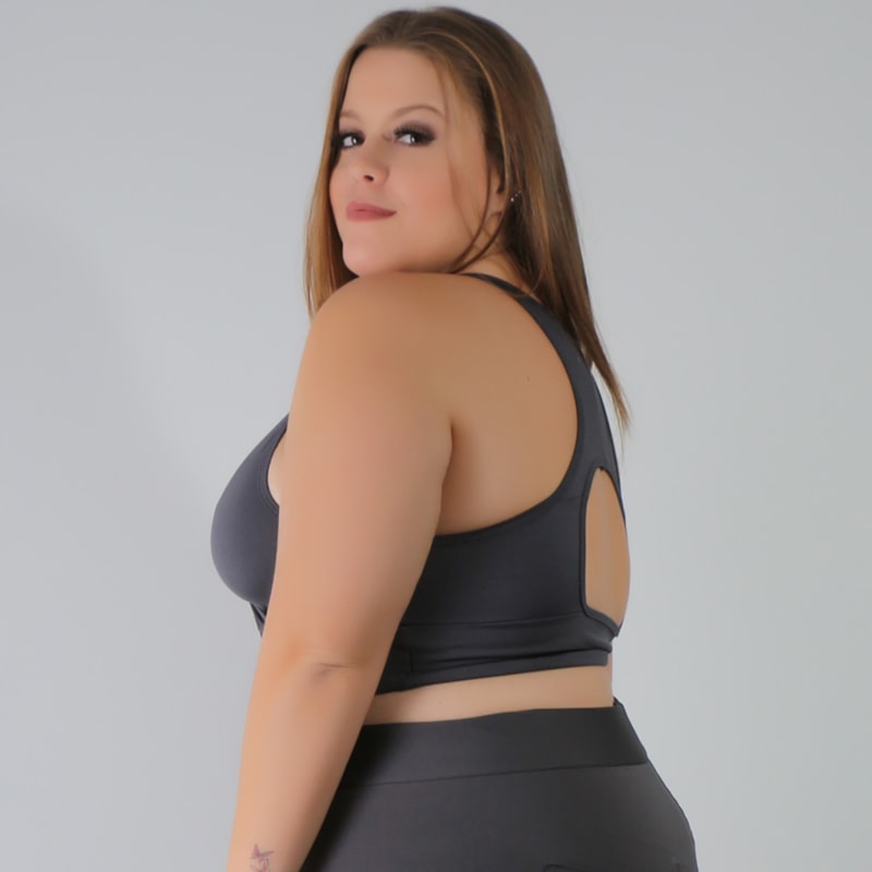 Cropped Feminino Plus Size Grafite sem Bojo | Ref: 4.4.4126-28