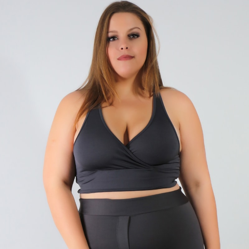 Cropped Feminino Plus Size Grafite sem Bojo | Ref: 4.4.4126-28