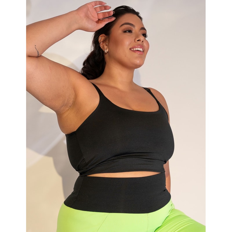 Cropped Preto Plus Size com Alças Reguláveis | Ref: 4.4.4140-01-48