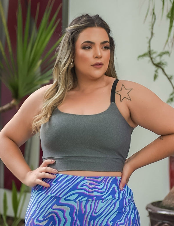 Cropped Plus Size Mescla sem Bojo