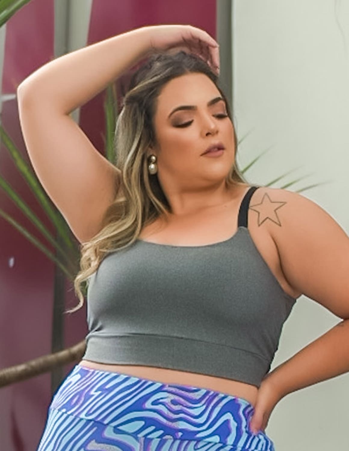 Cropped Plus Size Mescla sem Bojo