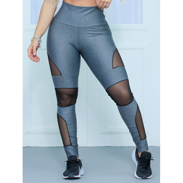 Calça Punho Mescla com Recortes de Tule Preto | Ref: 4.4.4252-03-G