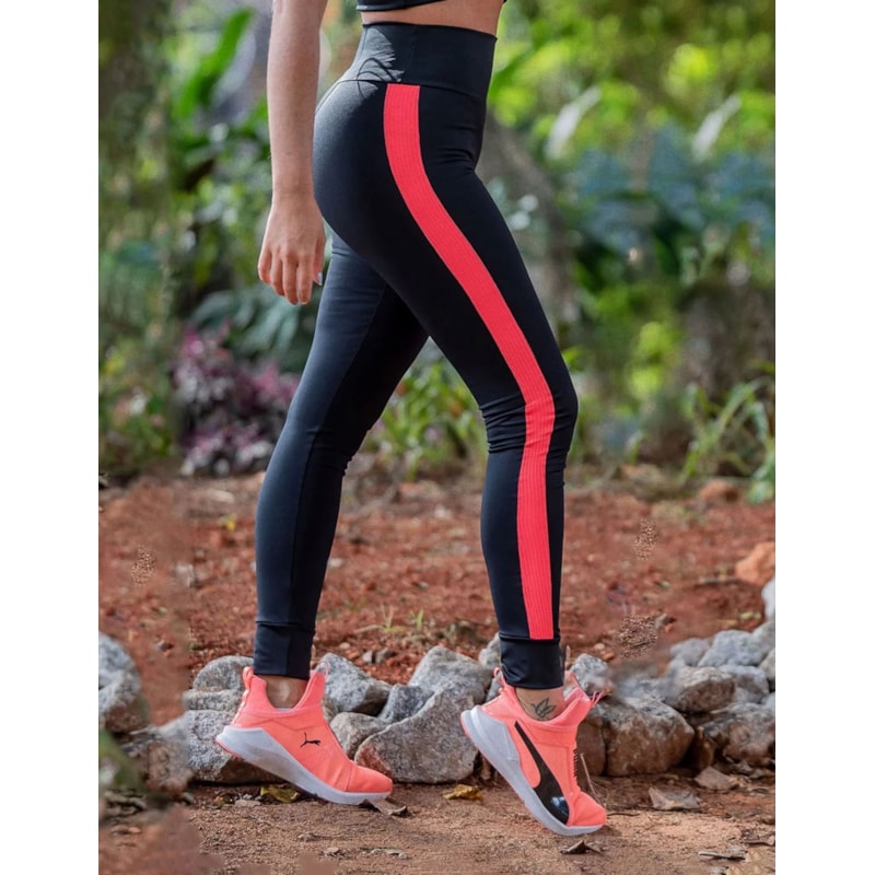 Calça Punho Preta com Tela de Poliamida Laranja | Ref: 4.4.4259-01-G