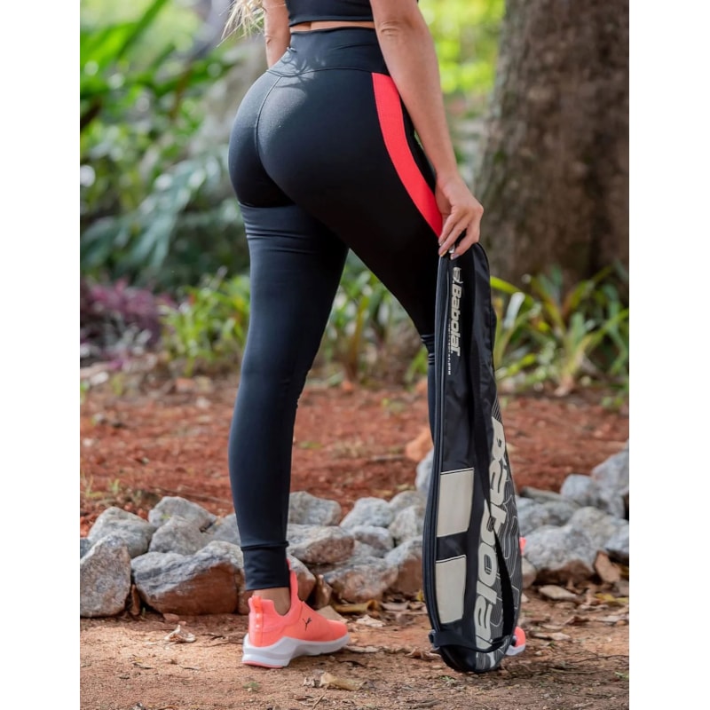 Calça Punho Preta com Tela de Poliamida Laranja | Ref: 4.4.4259-01-G