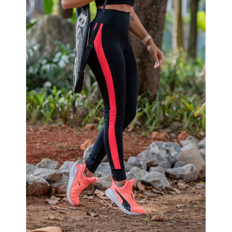Calça Punho Preta com Tela de Poliamida Laranja | Ref: 4.4.4259-01-G