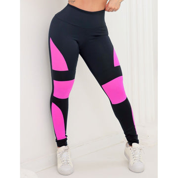 Calça Punho Preta com Tela de Poliamida Rosa | Ref: 4.4.4261-0121-G