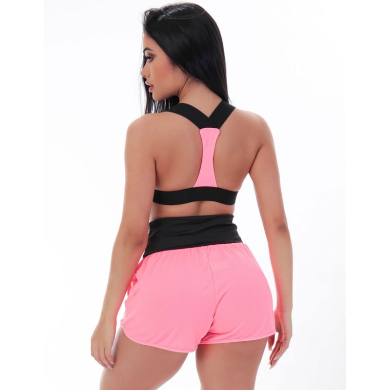 Conjunto em Dry Fit Rosa com Short com Bolsos e Top | Ref: 8.8.0118-0701-G