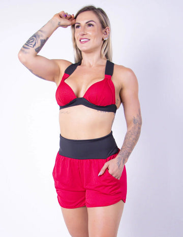 Conjunto de Dry Fit Vinho com Short e Top