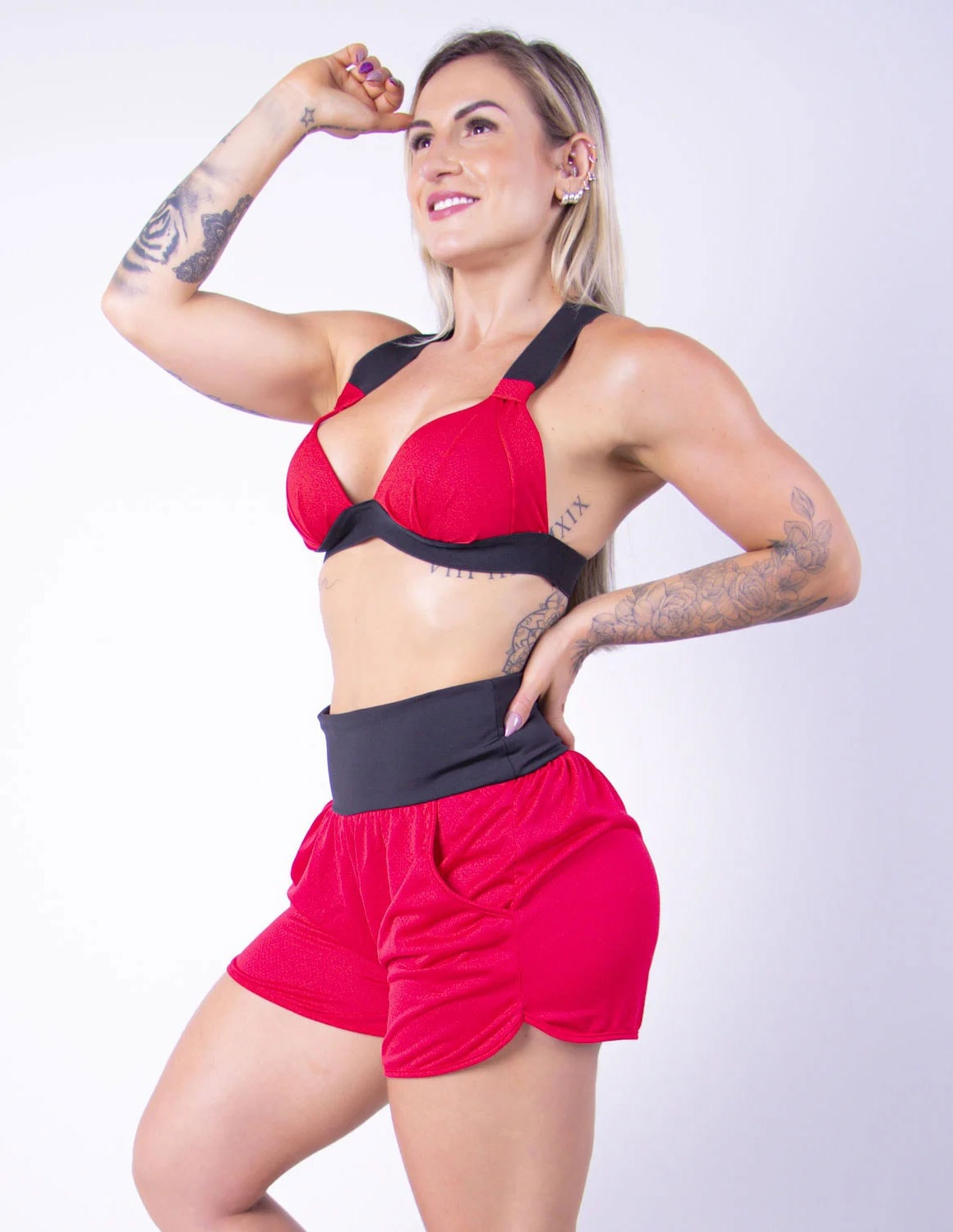 Conjunto de Dry Fit Vinho com Short e Top