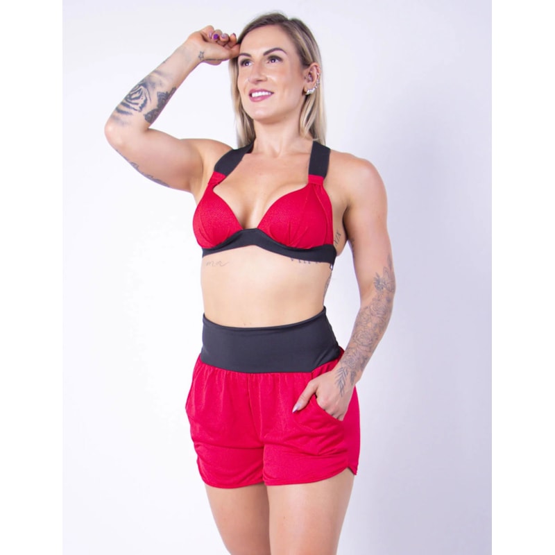 Conjunto de Dry Fit Vinho com Short e Top | Ref: 8.8.0118-24-G