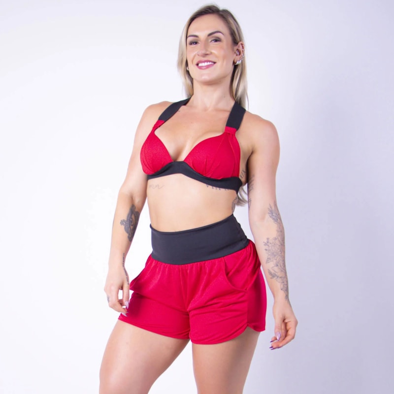 Conjunto de Dry Fit Vinho com Short e Top | Ref: 8.8.0118-24-G