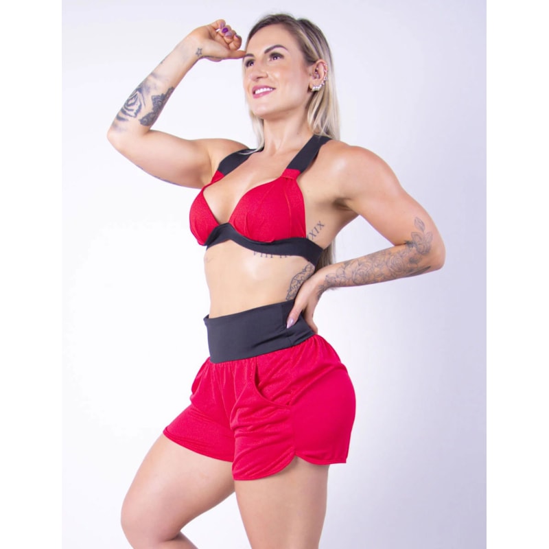 Conjunto de Dry Fit Vinho com Short e Top | Ref: 8.8.0118-24-G
