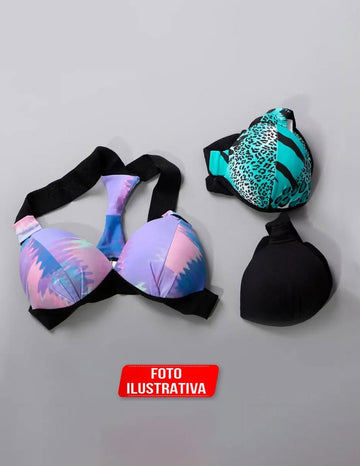 Kit com 3 Tops com Bojo Confeccionados em Poliéster | Ref: KIT0230