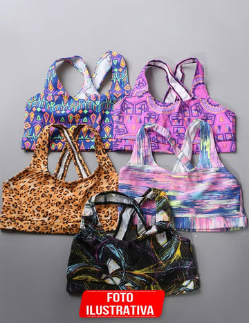 Kit em Poliéster Estampado com 5 Tops | Ref: KIT0682