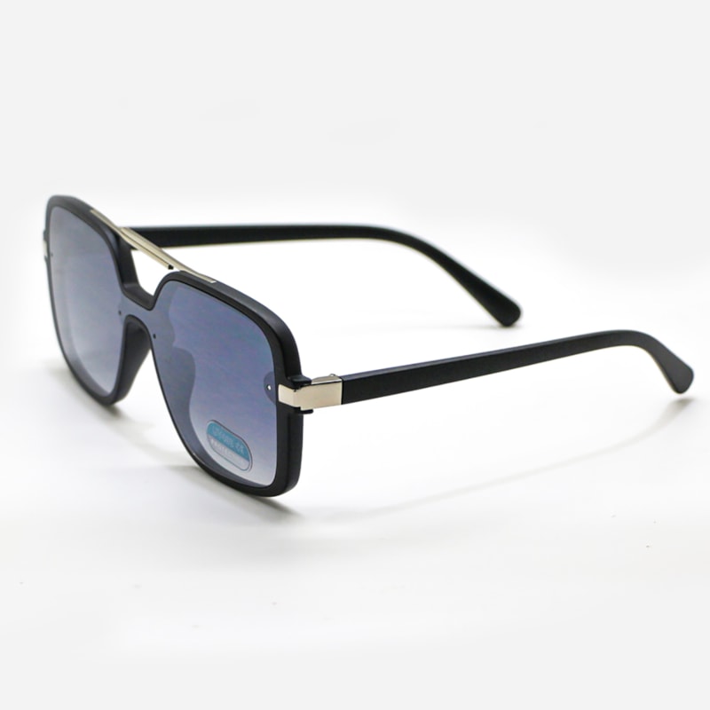 Óculos Preto em Acetato com Lente Espelhada | Ref: OC-0015