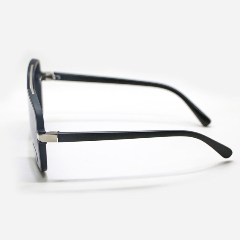 Óculos Preto em Acetato com Lente Espelhada | Ref: OC-0015