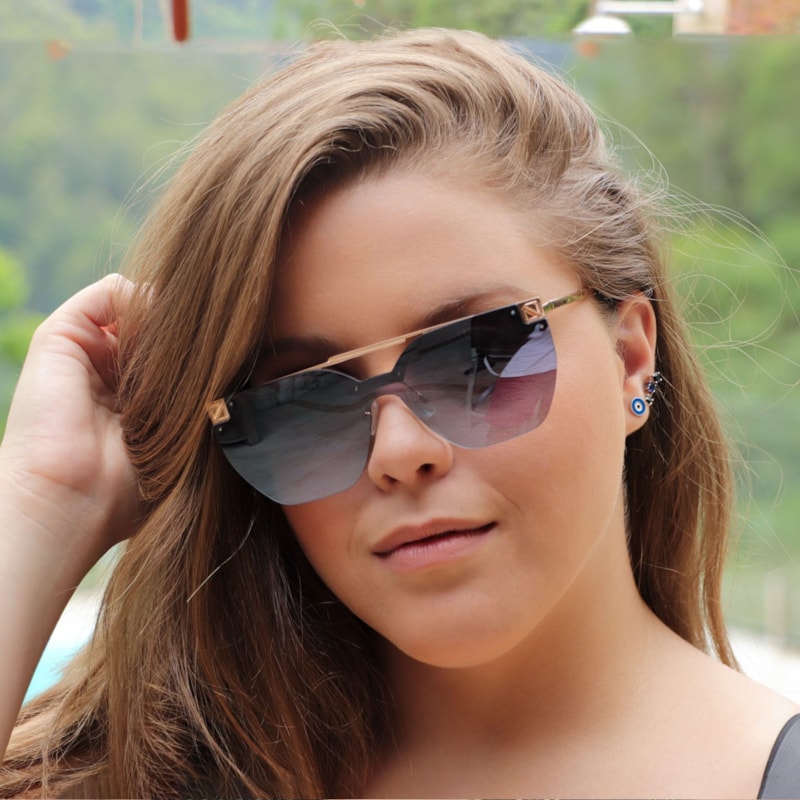 Óculos de Sol Lente Única com Degradê | Ref: OC-0074
