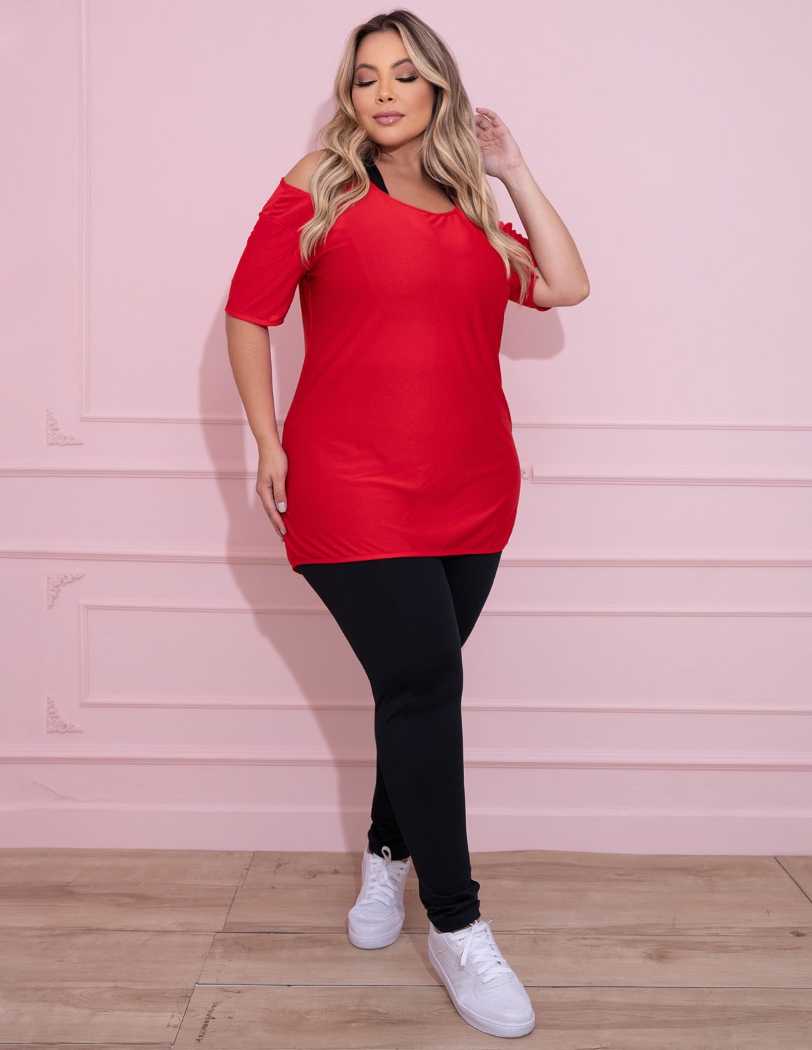 Blusa Plus Size Vermelha em Dry Fit | Ref: 4.4.1751-11