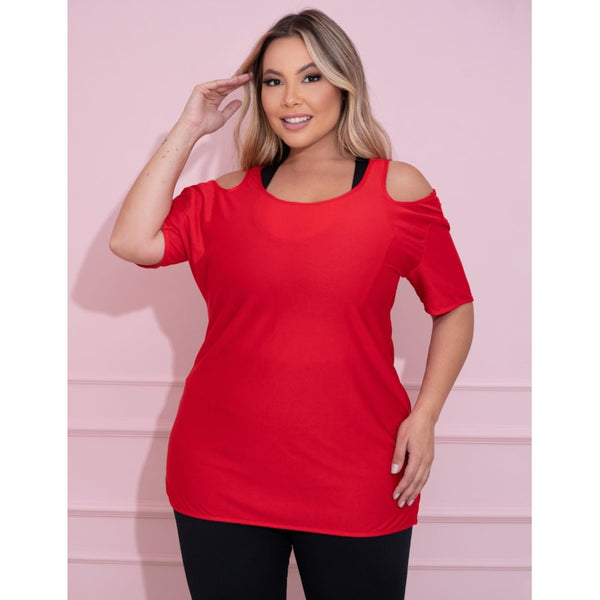 Blusa Plus Size Vermelha em Dry Fit | Ref: 4.4.1751-11