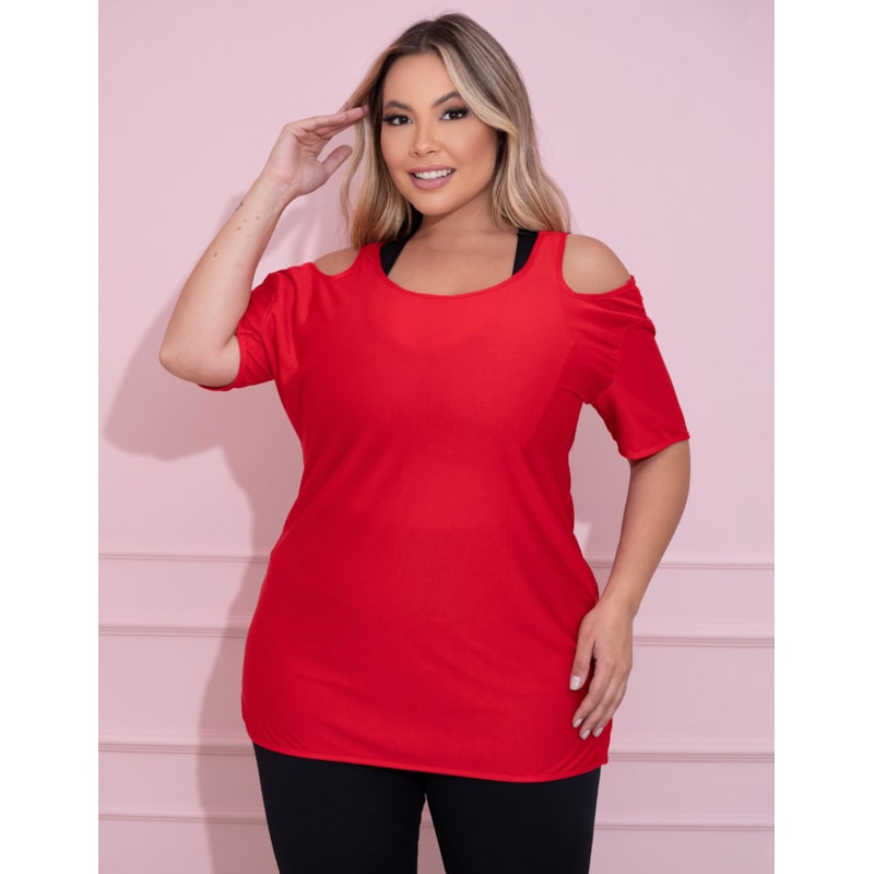 Blusa Plus Size Vermelha em Dry Fit | Ref: 4.4.1751-11