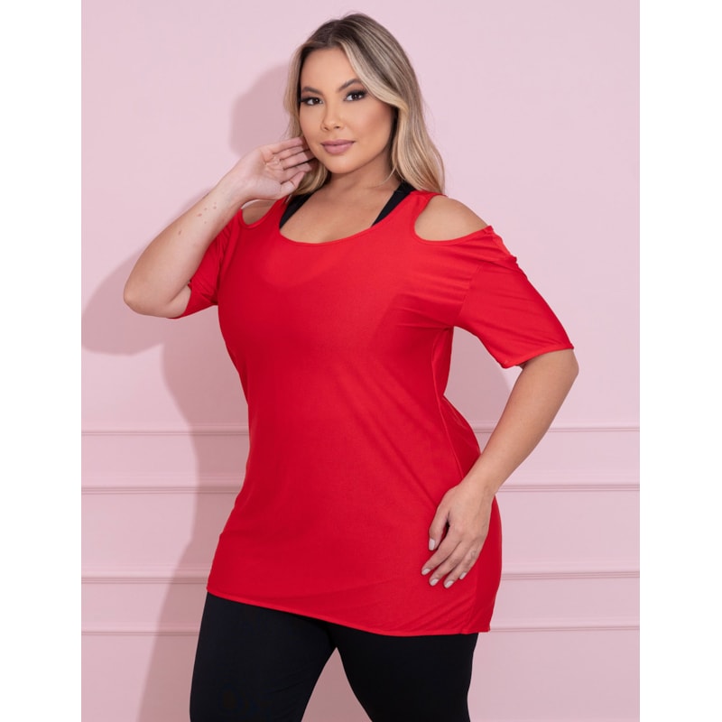 Blusa Plus Size Vermelha em Dry Fit | Ref: 4.4.1751-11