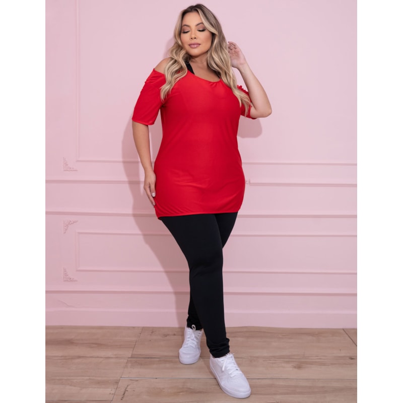 Blusa Plus Size Vermelha em Dry Fit | Ref: 4.4.1751-11