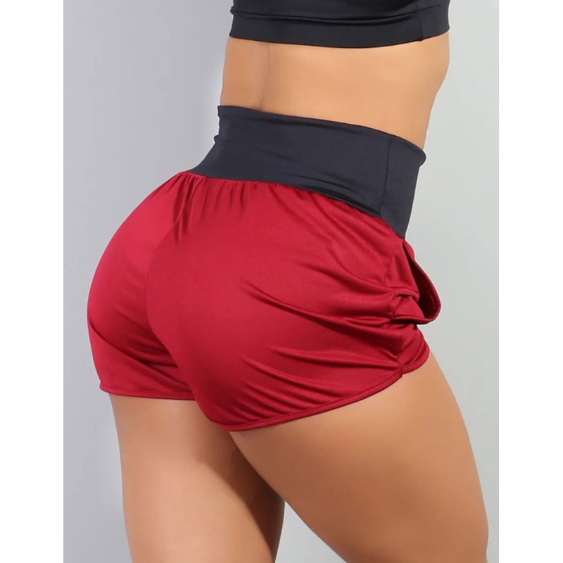 Short Feminino em Dry Fit Vinho com Preto | Ref: 4.4.1722-0124-G