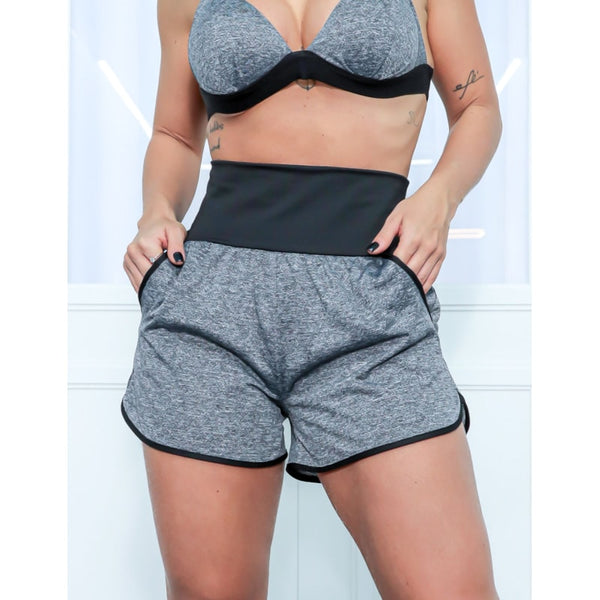 Short em Dry Fit Mescla com Bolsos e Cós Preto | Ref: 4.4.1722V-0301