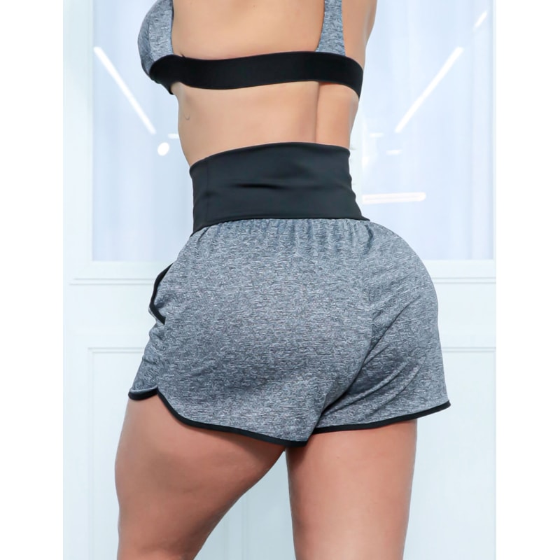Short em Dry Fit Mescla com Bolsos e Cós Preto | Ref: 4.4.1722V-0301