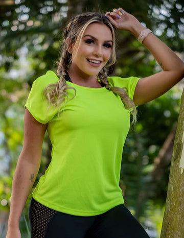 Blusa Amarelo Neon Dry Fit com Manguinhas | Ref: 4.4.4387-36