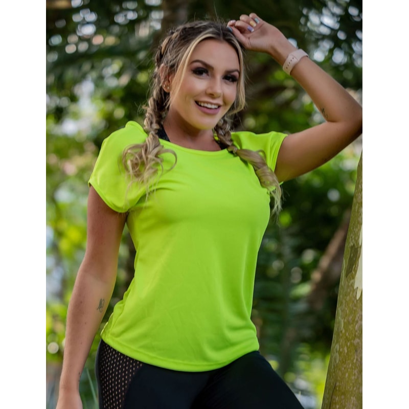Blusa Amarelo Neon Dry Fit com Manguinhas | Ref: 4.4.4387-36