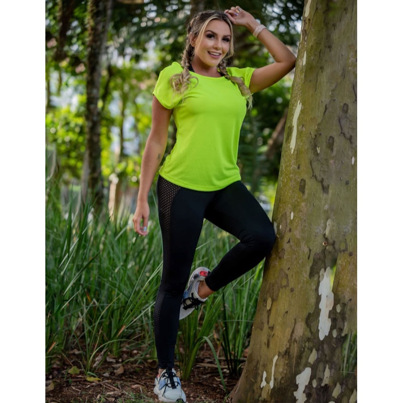 Blusa Amarelo Neon Dry Fit com Manguinhas | Ref: 4.4.4387-36