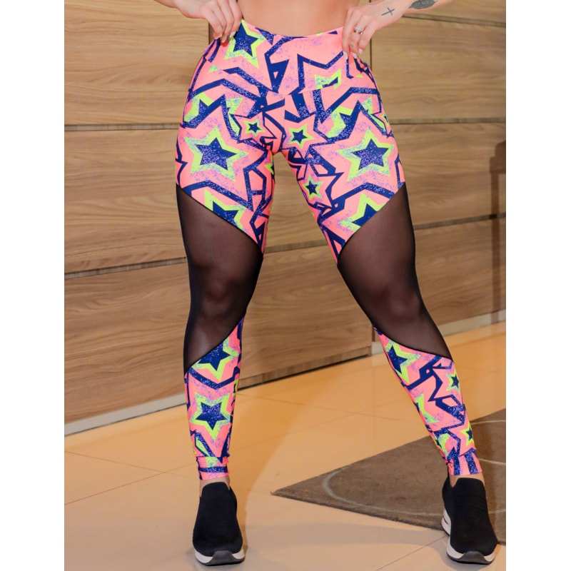 Calça Feminina Estampada com Tule Preto | Ref: 4.4.1712-3171-G