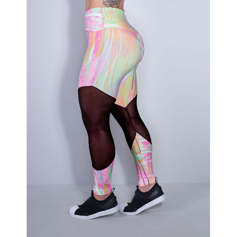 Calça Legging Estampada com Tule nas Pernas | Ref: 4.4.1712-3167-G