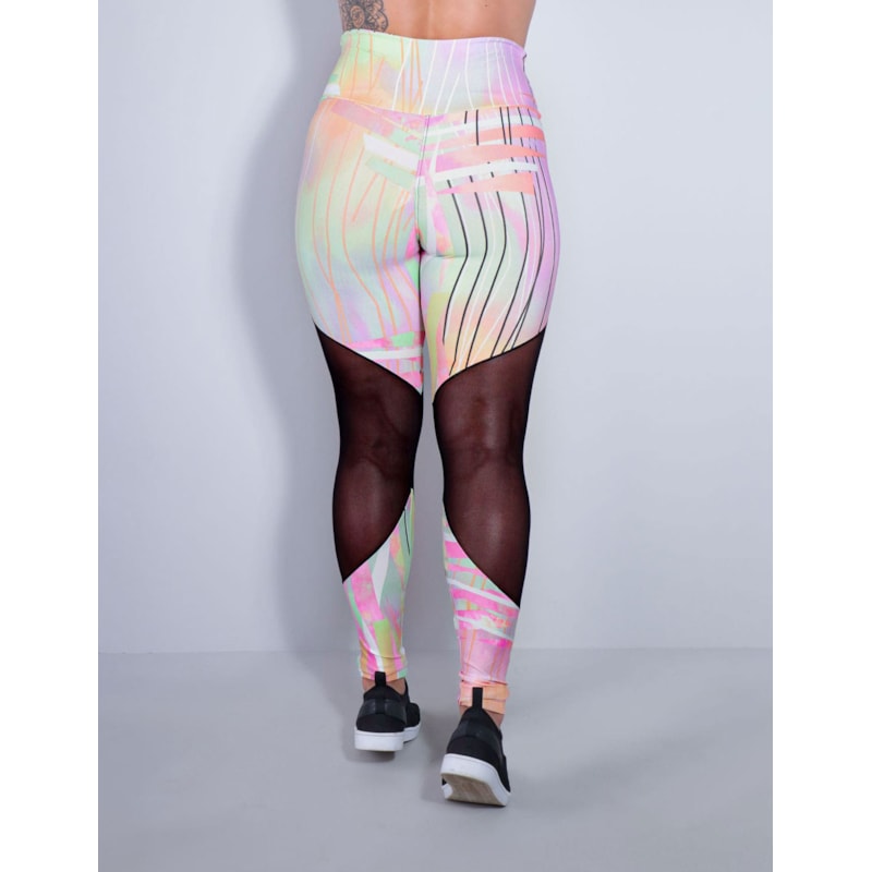Calça Legging Estampada com Tule nas Pernas | Ref: 4.4.1712-3167-G