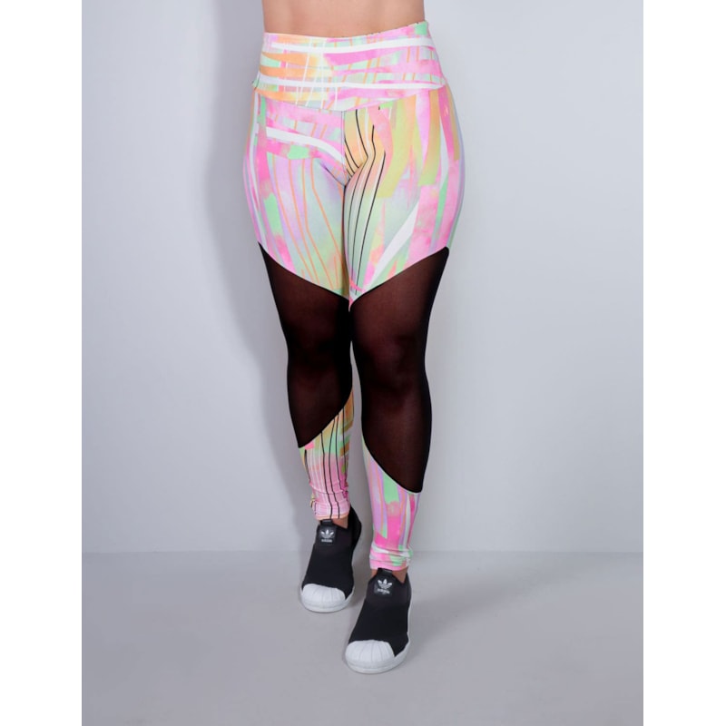 Calça Legging Estampada com Tule nas Pernas | Ref: 4.4.1712-3167-G