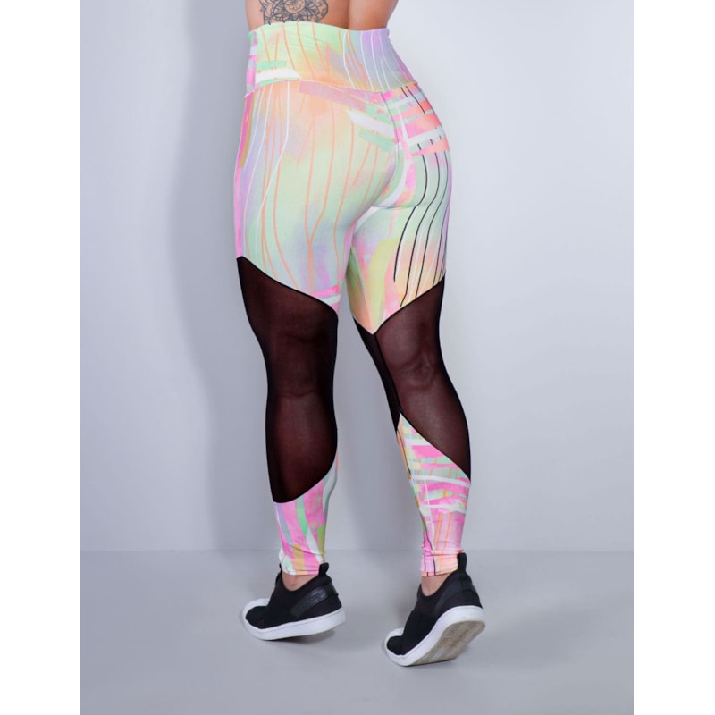 Calça Legging Estampada com Tule nas Pernas | Ref: 4.4.1712-3167-G