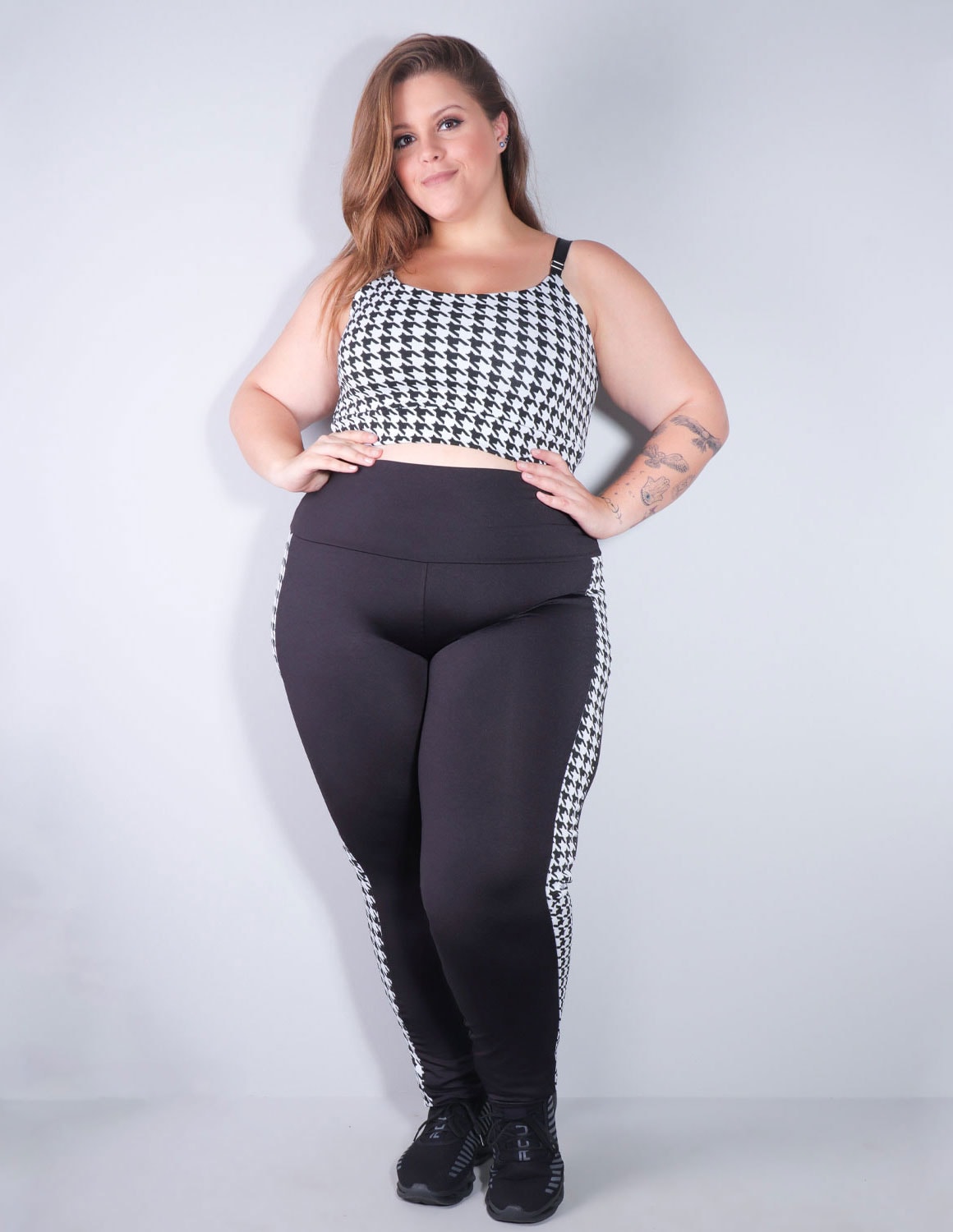 Conjunto Plus Size Fitness com Legging e Cropped em Tecido Jacquard | Ref: 8.8.0195-3236