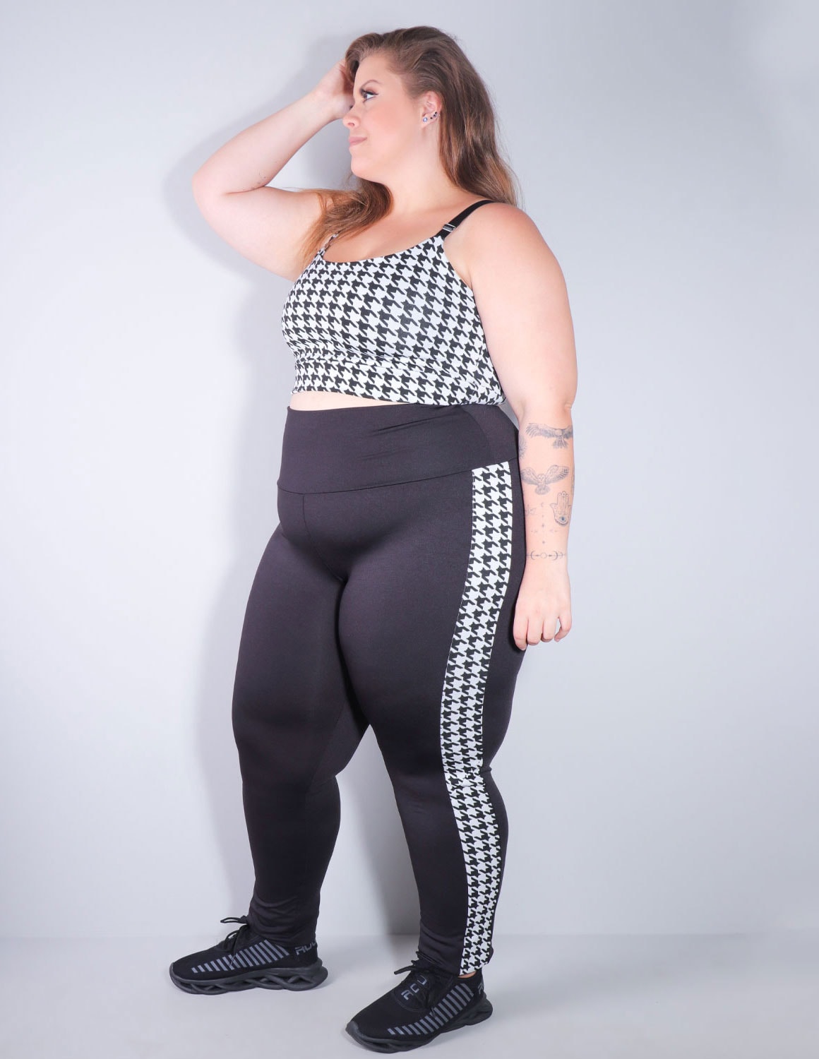 Conjunto Plus Size Fitness com Legging e Cropped em Tecido Jacquard | Ref: 8.8.0195-3236