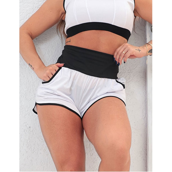 Short sem Forro em Dry Fit Branco com Bolsos | Ref: 4.4.1722V-0201